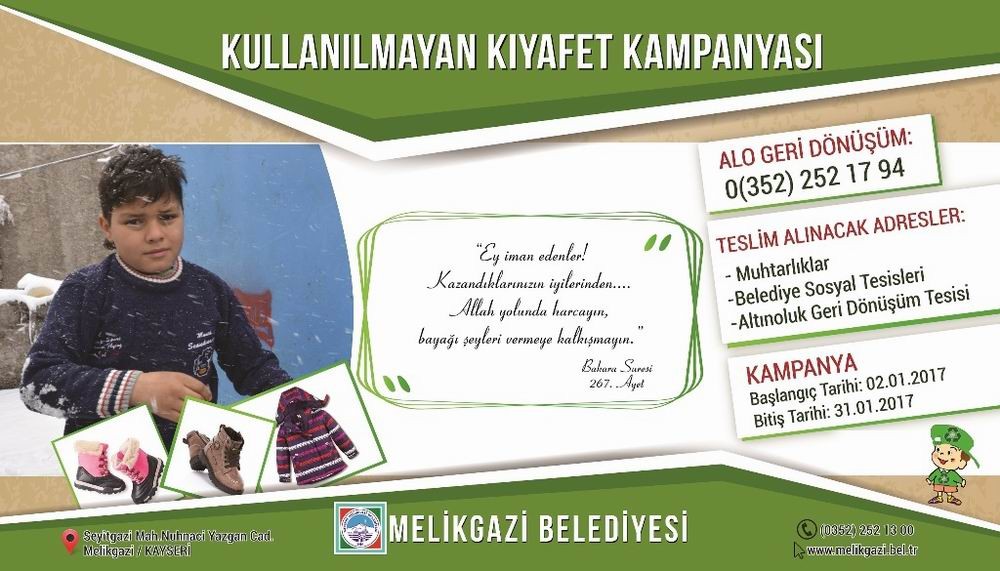 Melikgazi’de kullanılmayan kıyafet toplama kampanyası