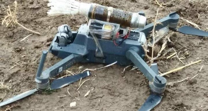 Bomba yüklü drone düşürüldü!