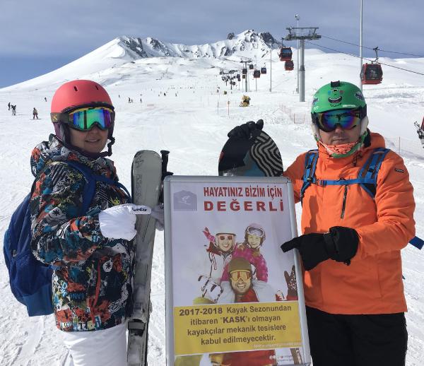 Erciyes’teki pistlerde kask takmak zorunlu