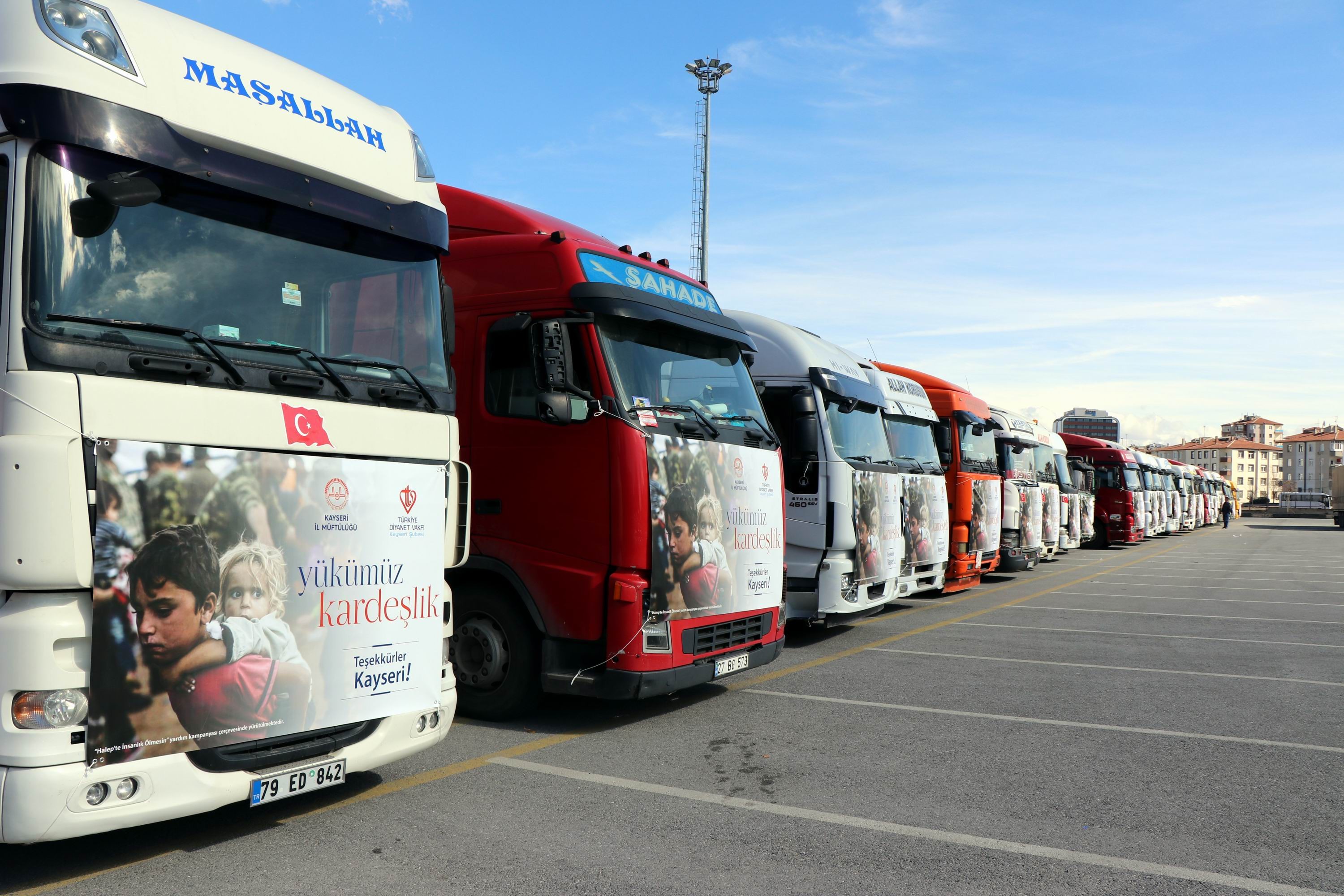 Kayseri’den Suriye’ye gönderilen yardım tırı sayısı 334 oldu