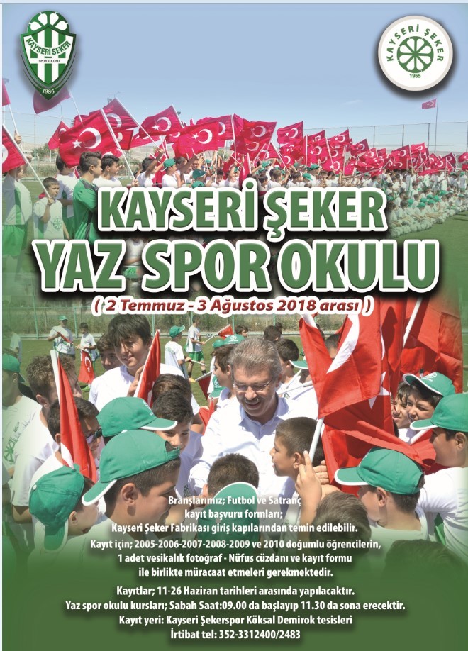 Kayseri ve Boğazlıyan Şeker Yaz Spor Okulları Kayıtları Başlıyor