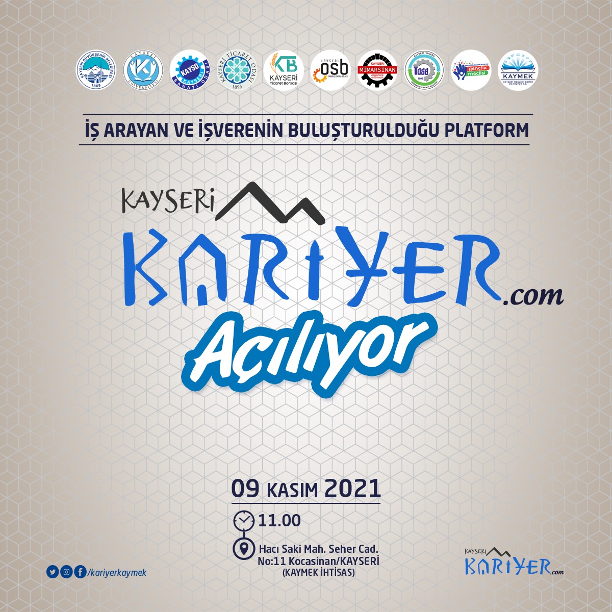 KAYSERİ KARİYER MERKEZİ AÇILIYOR