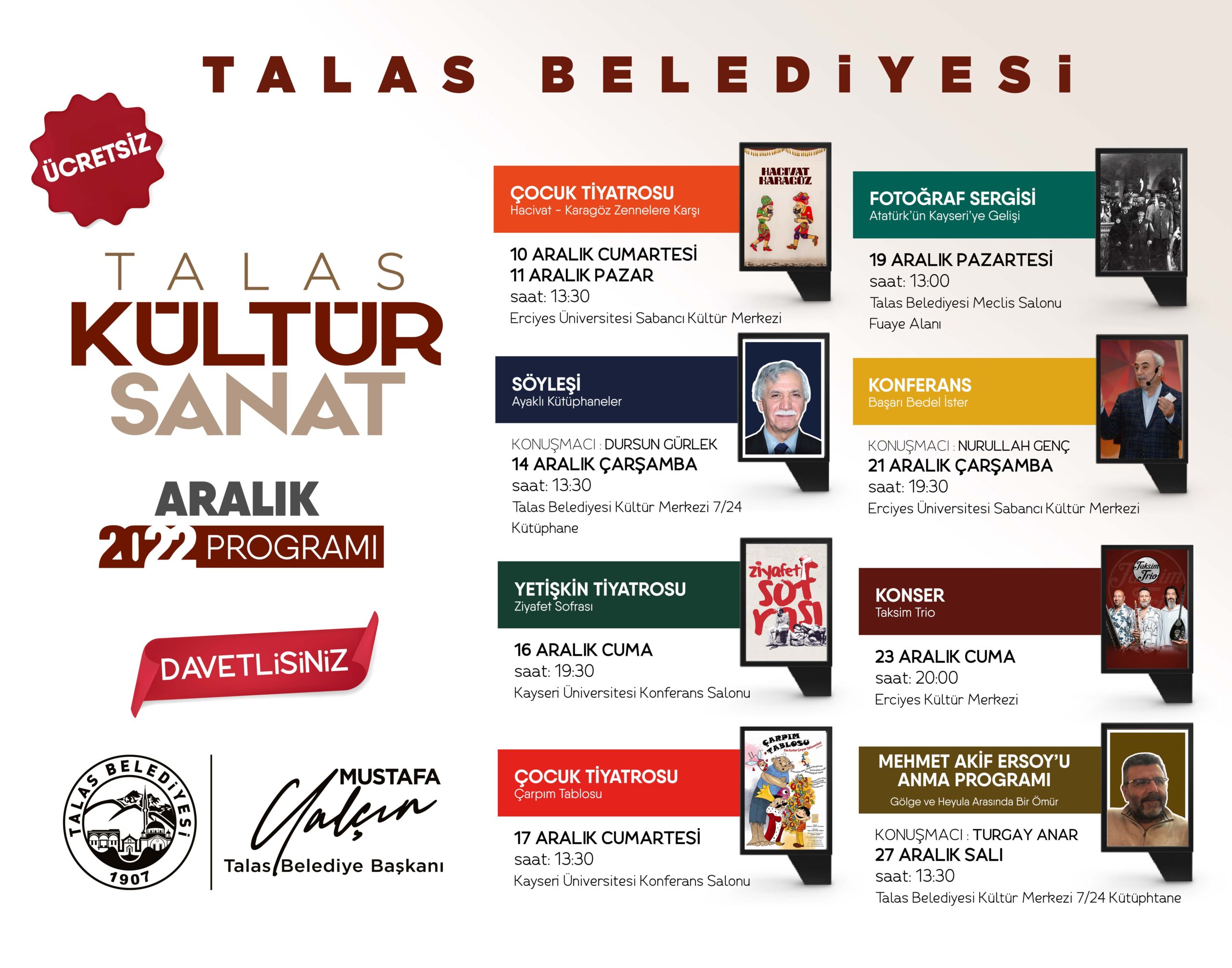 TALAS BELEDİYESİ’NDEN ARALIK AYI ETKİNLİKLERİ