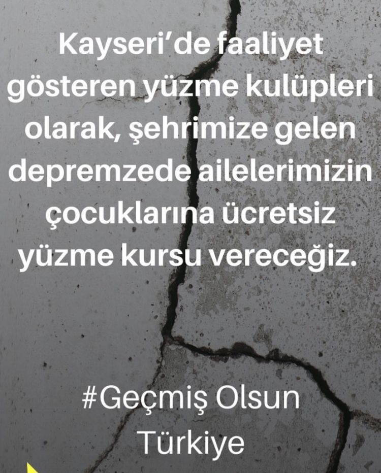 KAYSERİ’DEKİ YÜZME KULÜPLERİNDEN DEPREMZEDE ÇOCUKLAR ÜCRETSİZ DERS